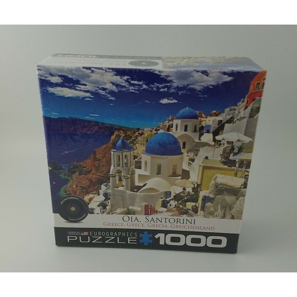 New Sealed EuroGraphics Oia Santorini Greece 1000 Piece Jigsaw Puzzle 19 x 26